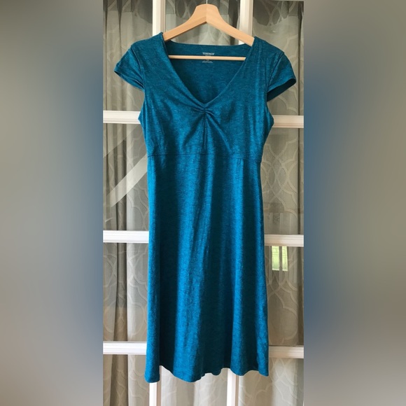 Toad&Co. size Small blue dress w/ beautiful geometric pattern excellent used - Picture 11 of 16